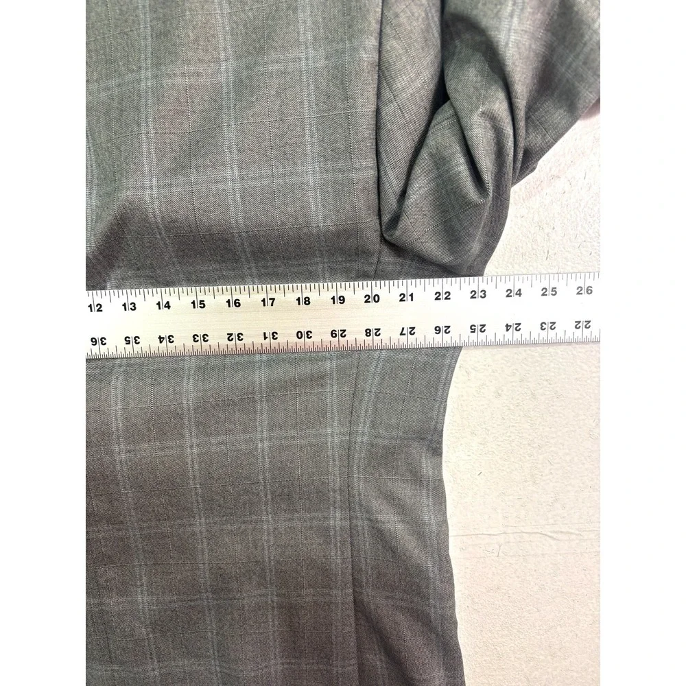 Calvin Klein 44R Gray‎ Plaid All Season Blazer Jacket Sport Suit Coat Slim Fit
